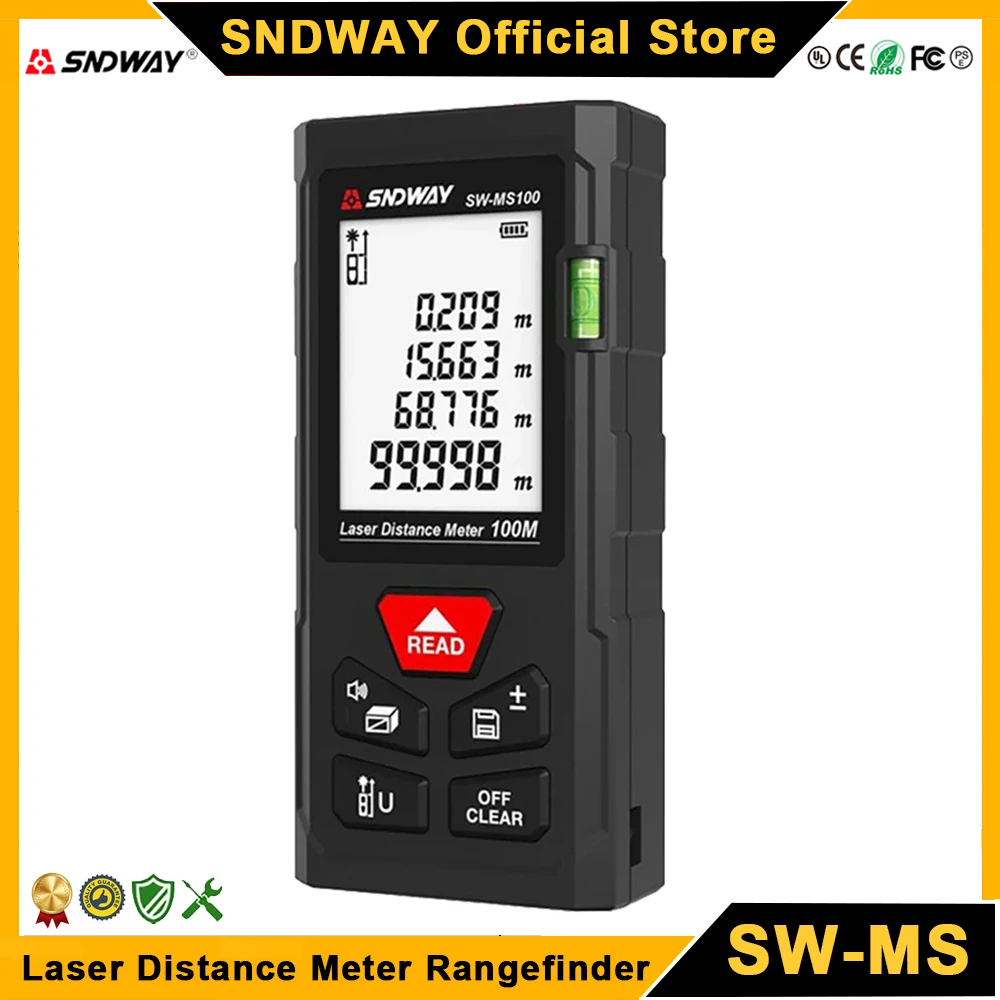 SNDWAY Misuratore di distanza laser SW MS50 MS70 MS100 Telemetro digitale Strumento di misurazione laser Telemetro professionale Misuratore laser
