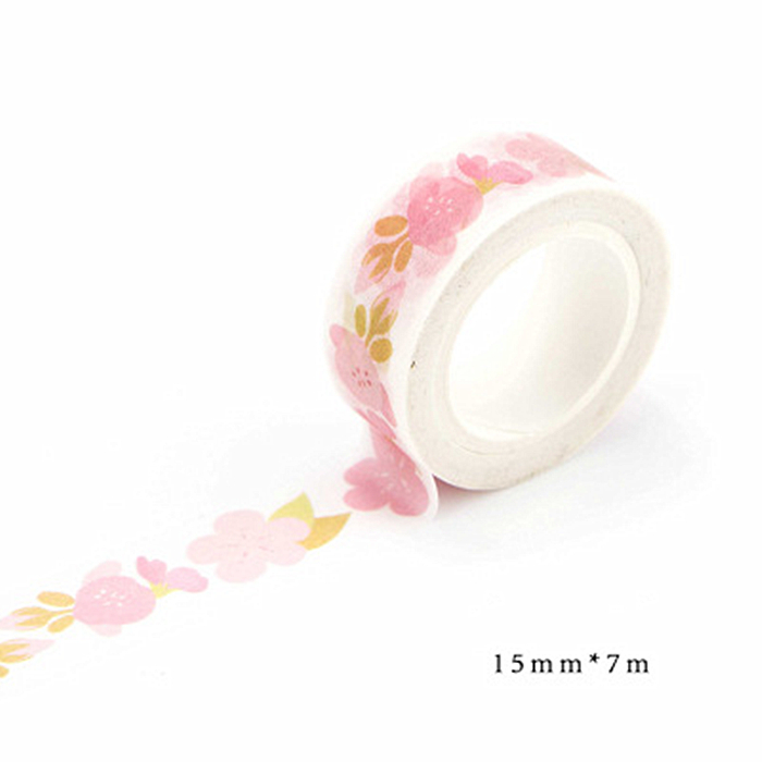 Ruban Adhésif Déco Fleurs – 1,50m X 1,5cm, Polyester, Motif Imprimé, Neuf