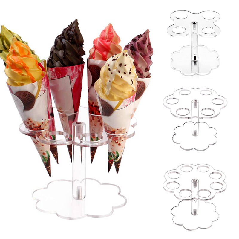 4/6/8/16 Holes Ice Cream Display Stand Transparent Acrylic Cones Sushi Roll Holder Cupcake Dessert Holder display Stand Party
