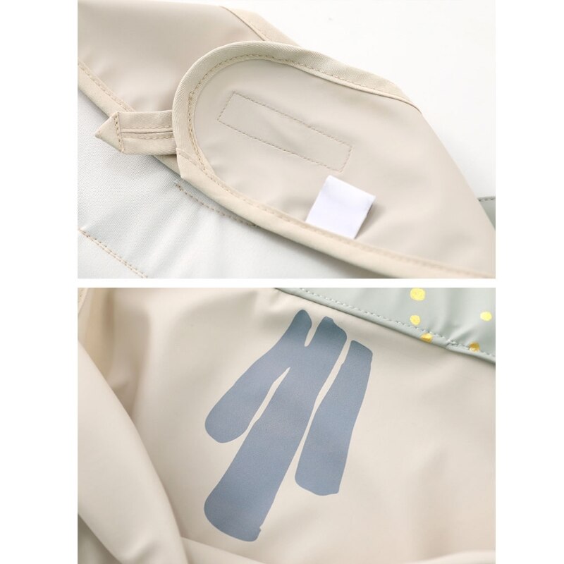 Zuigelingen Pu Leer Waterdicht Feeding Doek Baby Kwijlen Bib Burp Doek Met Pocket Tas Wasbaar Kinderen Tekening Schort