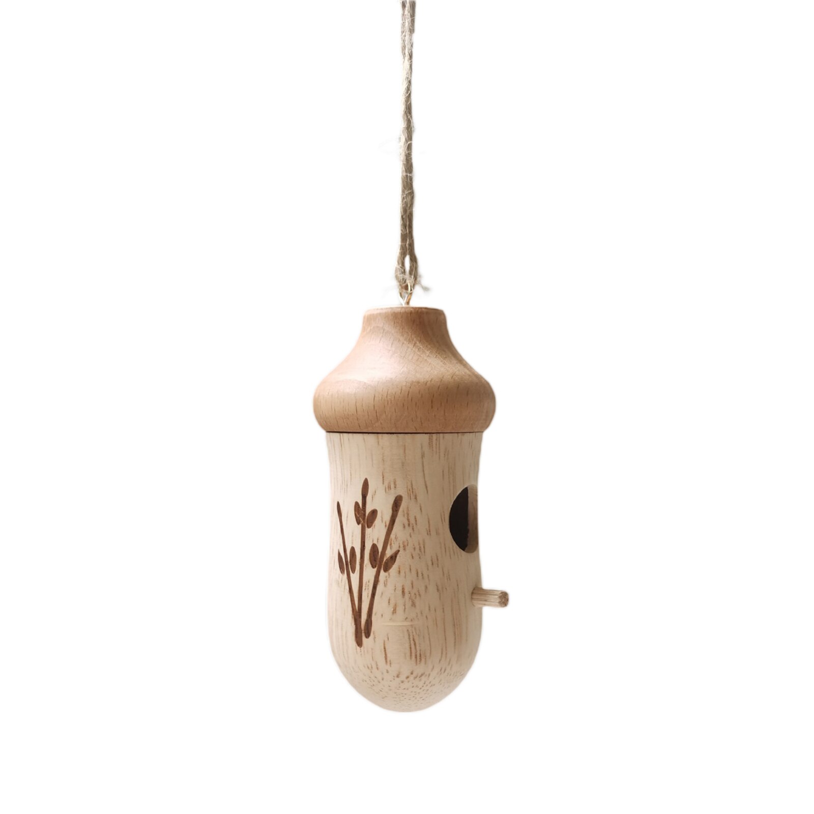 Natural Bird House, Natural Hanging Hummingbird Nest Wooden Garden Ornament for Outdoors: B