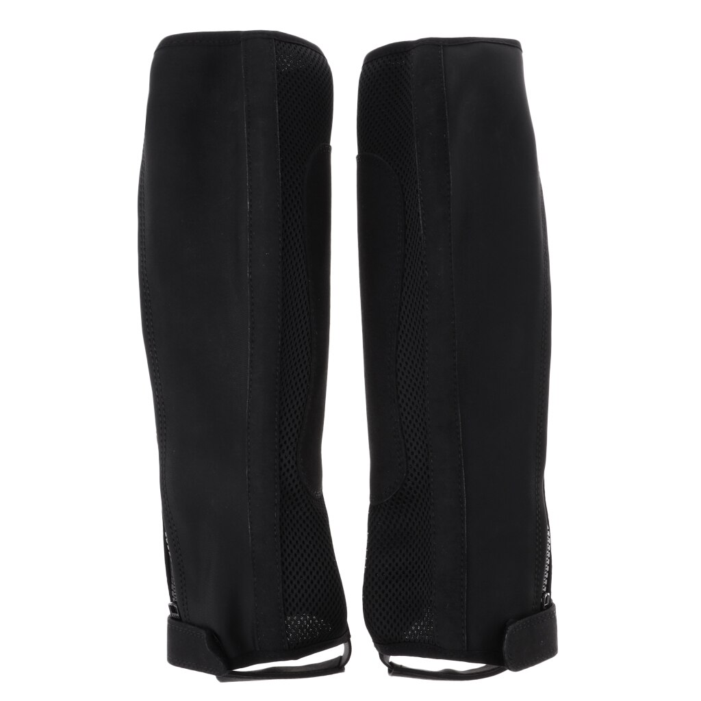 Polainas cómodas con broches y cierre de cremallera para hombres, mujeres y niños, protector de piernas deportivo, color negro
