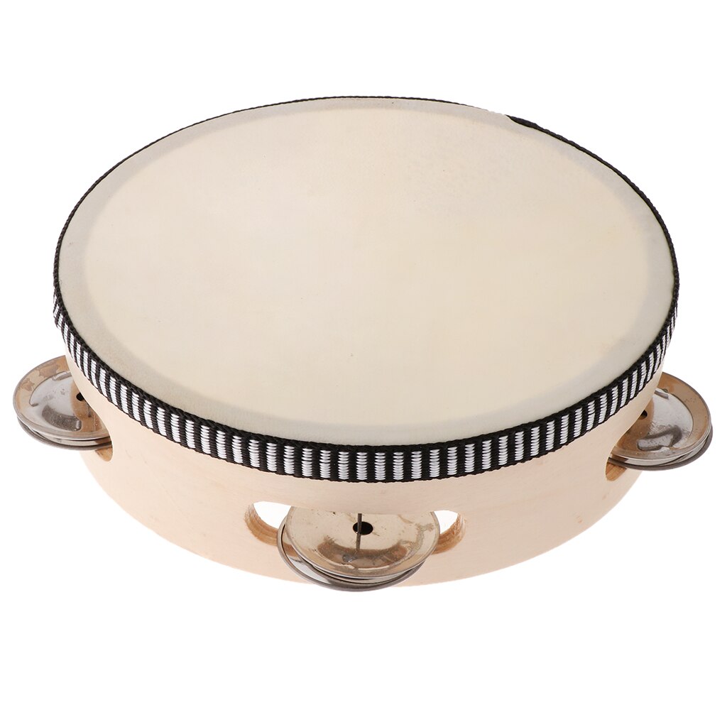 Hand Held Tambourine Drum with Metal Jingles Percussion Musical Instruments Toys for Church Party Dance (6inch)