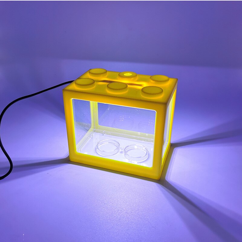 Fish Tank Indoor Acrylic Small Desktop Ecological Small Fish Tank Goldfish Tank Fighting Fish Tank Office Viewing Plastic: Yellow