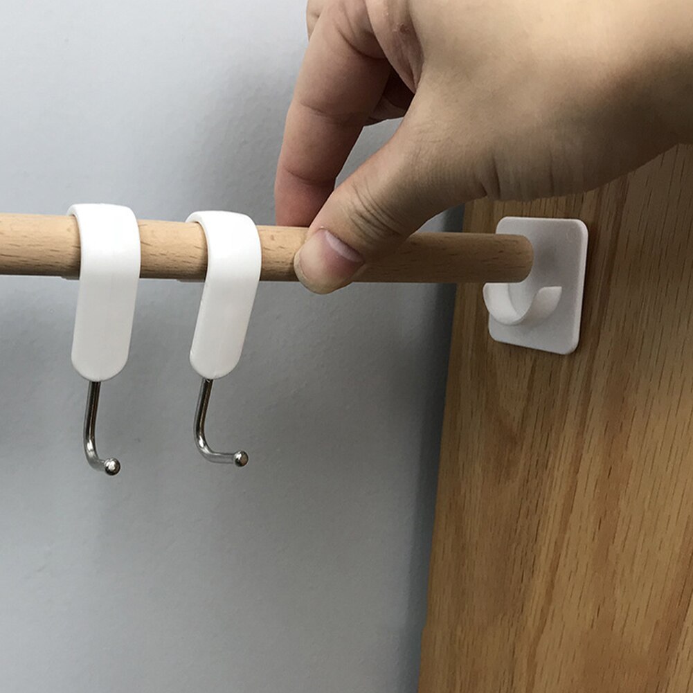 Adhésif sans perçage, fixation facile à installer, support de tringle à rideau, bâton en plastique bricolage mural carré universel