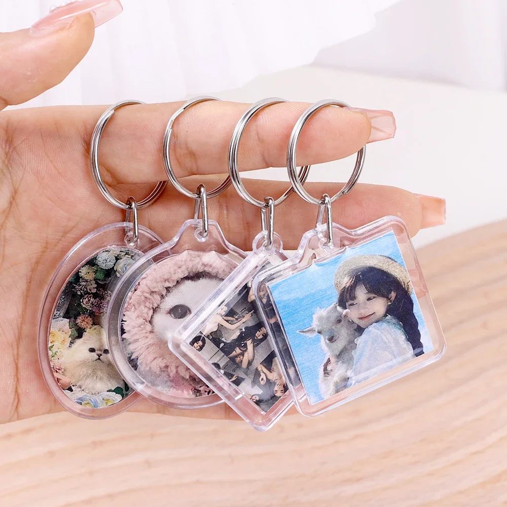 1-10 Uds DIY foto Keychian acrílico imagen insertar llavero cuadrado redondo personalizado llaveros divididos para de graduación de aniversario