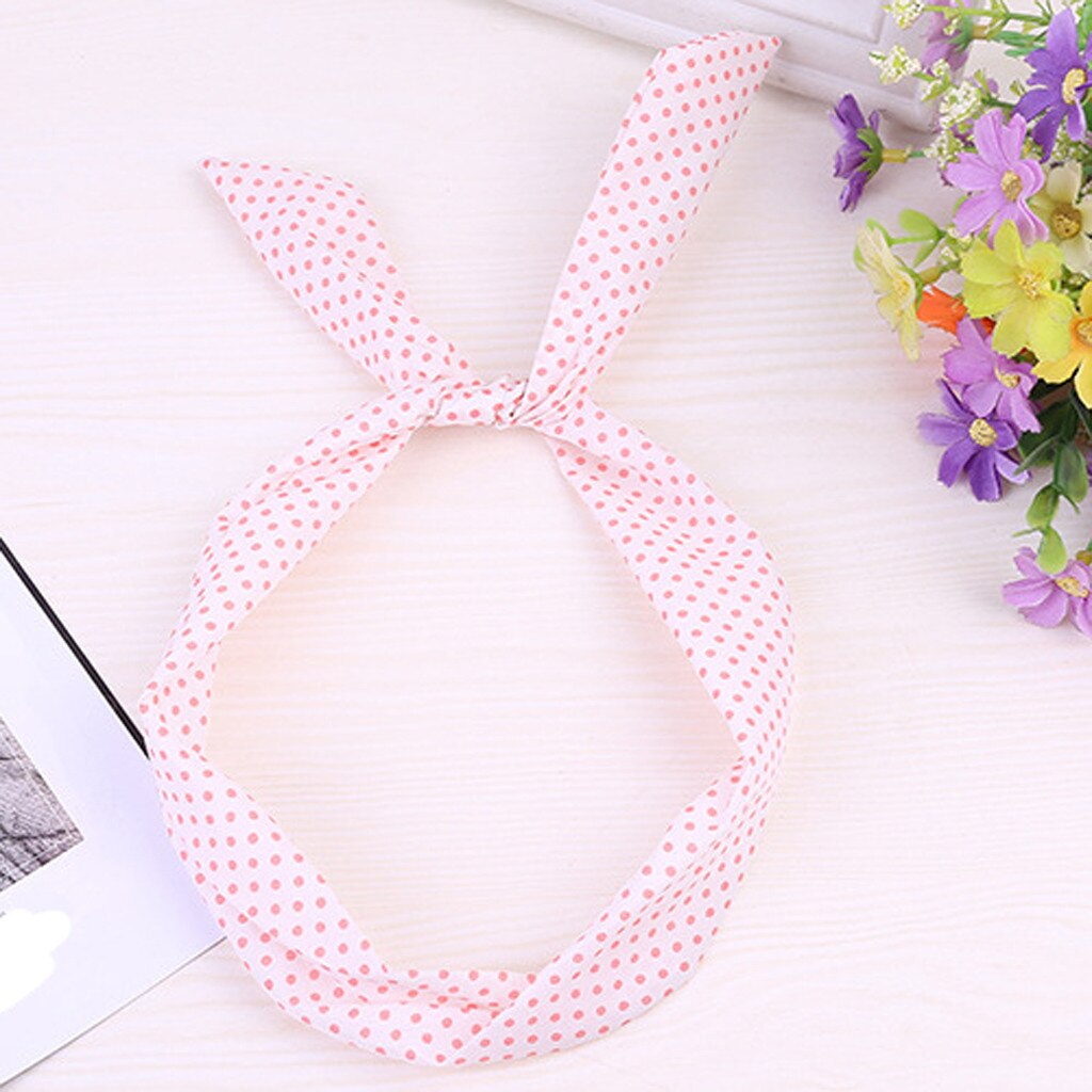 Diadema para el pelo ajustable con dibujos animados y lazo para niñas, banda multiusos para el cabello con alambre de metal, cinta para el pelo con estampado para mujeres, bonito turbante con lazo cruzado