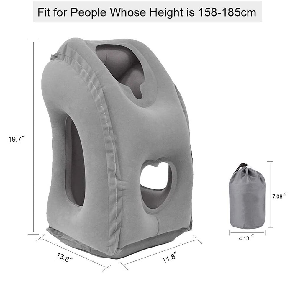 Inflatable Travel Pillow Portable Multifunctional Neck and Head Support Lap Pillow for Airplanes Trains Buses Office Napping