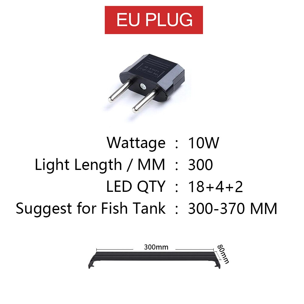 55-70cm 220-240V Aquarium LED Lighting Fish Tank Light Lamp With Extendable Brackets White and Blue LEDs Fit For Aquarium: SZD-D300-EU