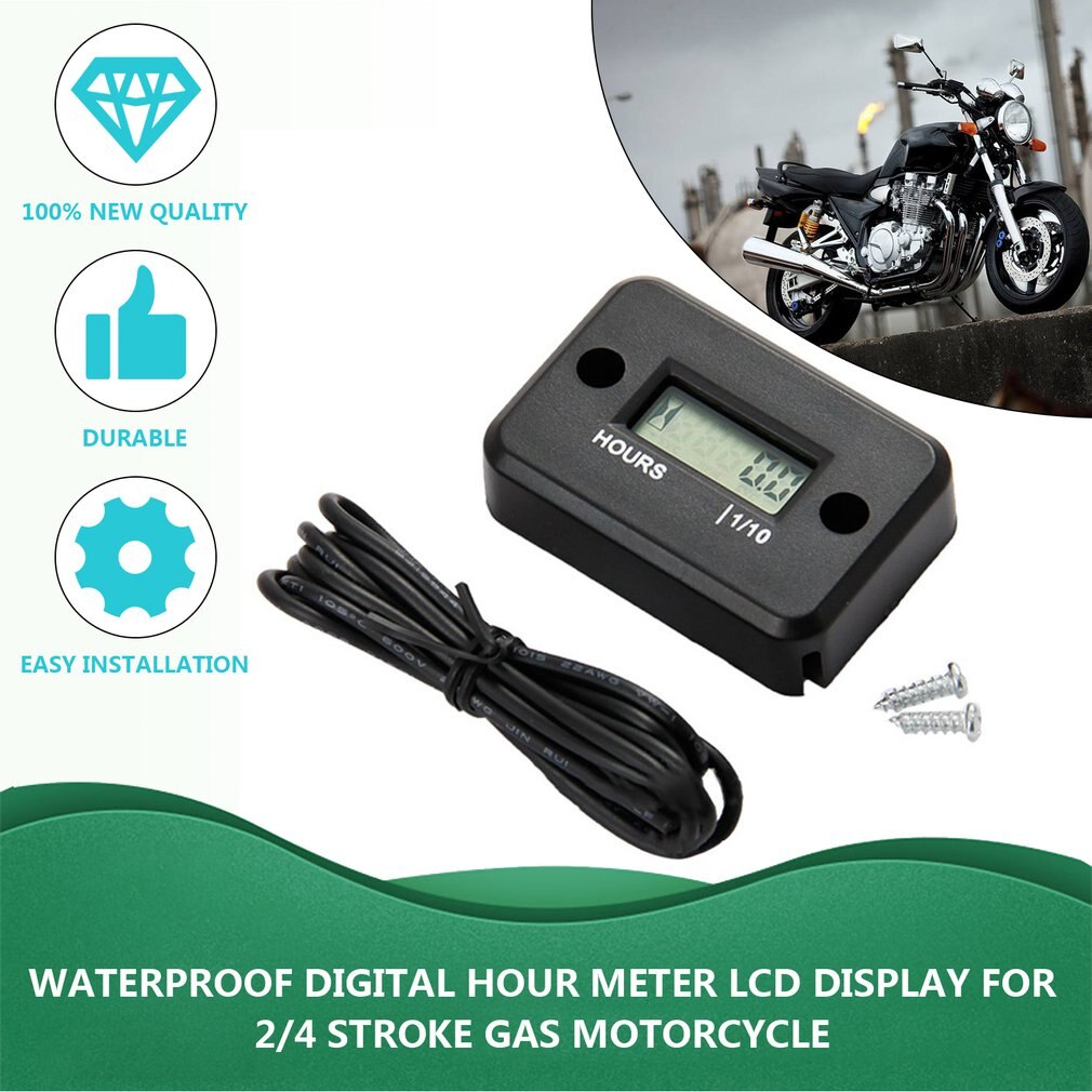 Waterproof Digital LCD Display Hour Meter For Marine ATV Snowmobile Motorcycle Bike For 2/4 Stroke Gas Engine