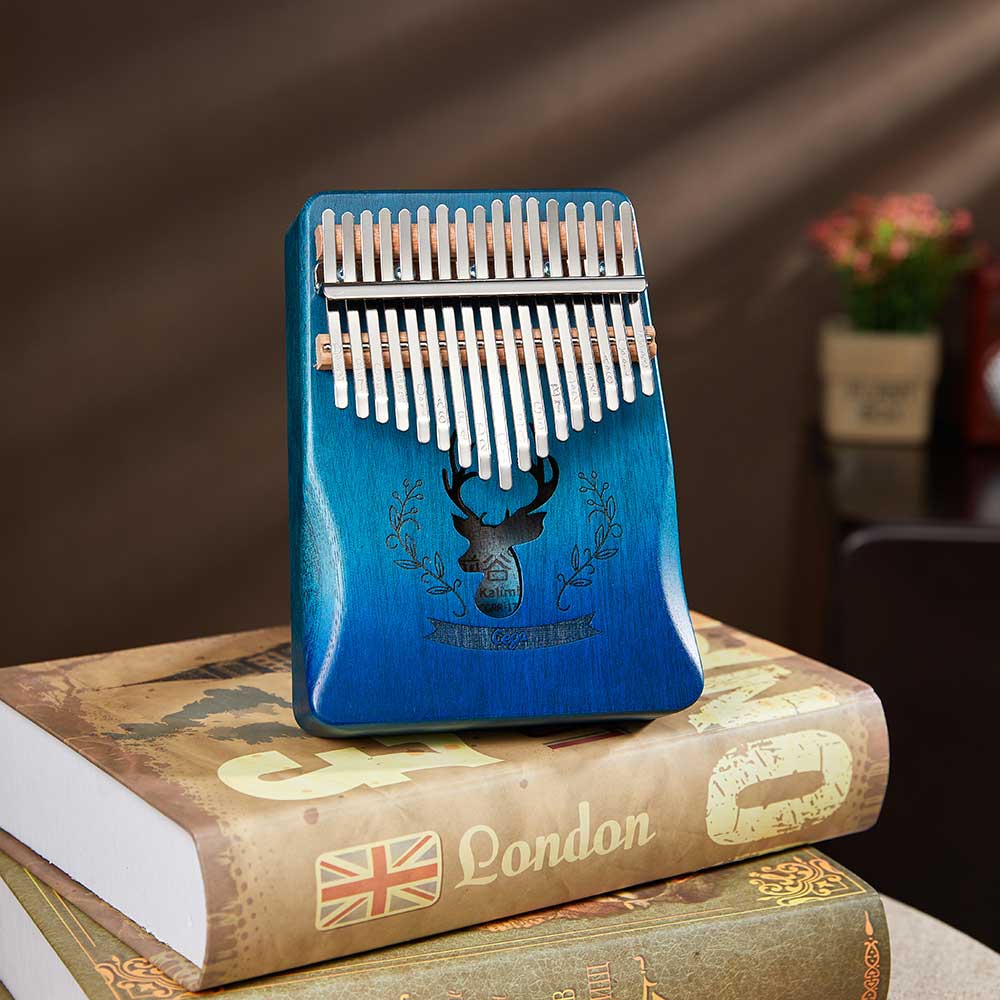 Cega Kalimba 17 clave de Piano de pulgar Kalimba África instrumento Musical dedo Piano de Acacia 17 teclas Kalimba: Deer blue