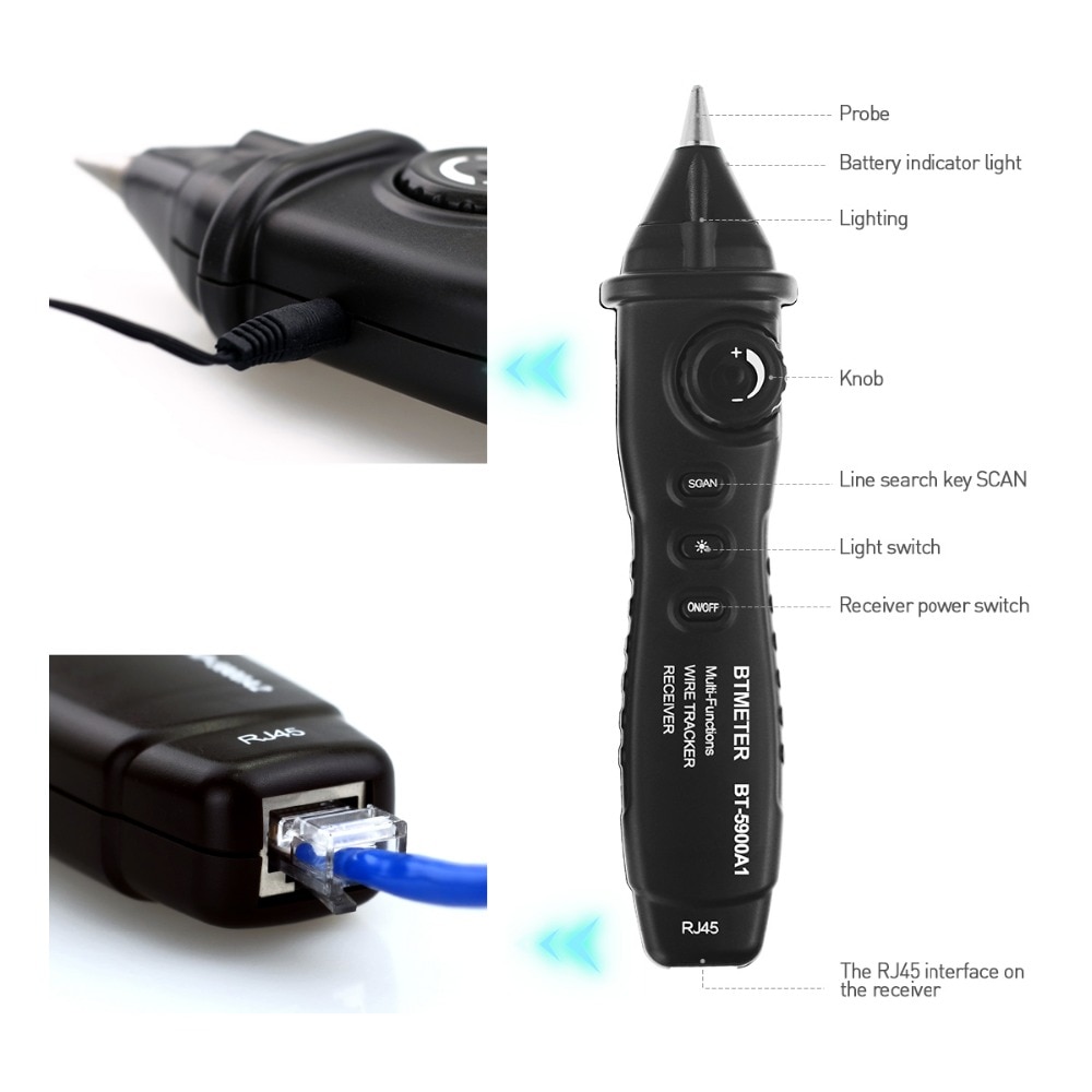 Cable Finder Tone Generator Probe Kit -HP-5900A RJ11 RJ45 Wire Tracker Toner Ethernet LAN Network CableTester Telephone Tester