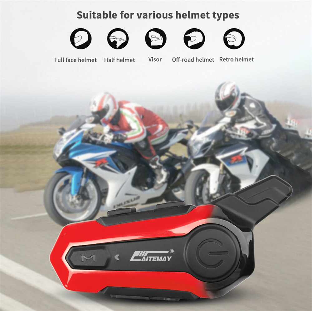 E1 Motorcycle Helmet Headset Bluetooth Intercom Pairing 2 Riders Talking Waterproof Interphone Headset Handsfree Call