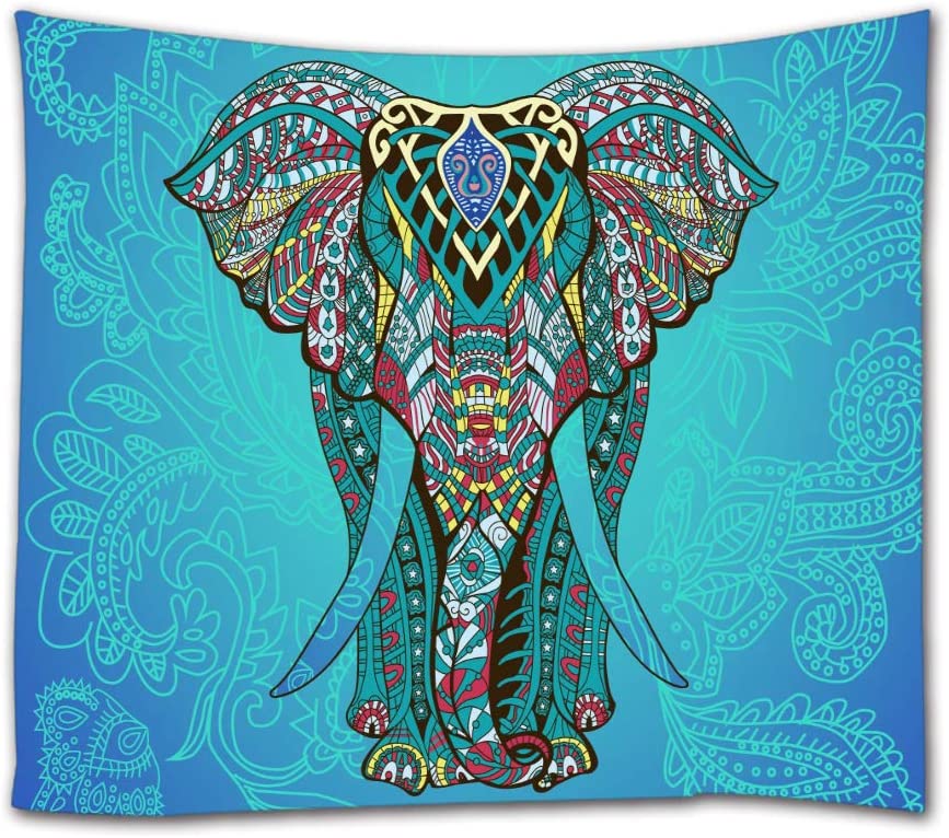 Tapiz grande de elefante azul, tapices psicodélicos Hippie, arte colgante para pared, dormitorio, universidad, sala de estar, azul