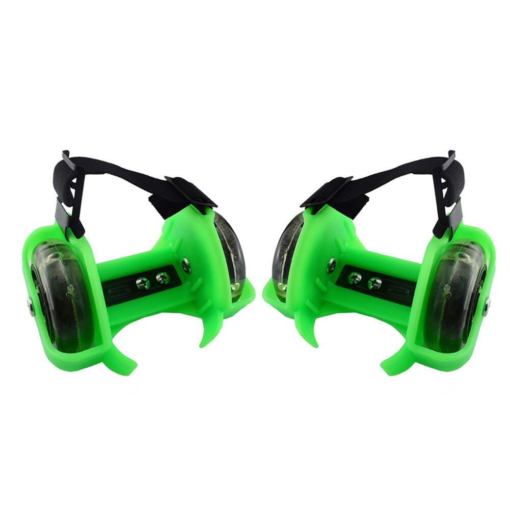 Ruedas de tacón de dos ruedas, patines ajustables, zapatos de ruedas luminosos Tricolor de PVC para niños BHD2: Green
