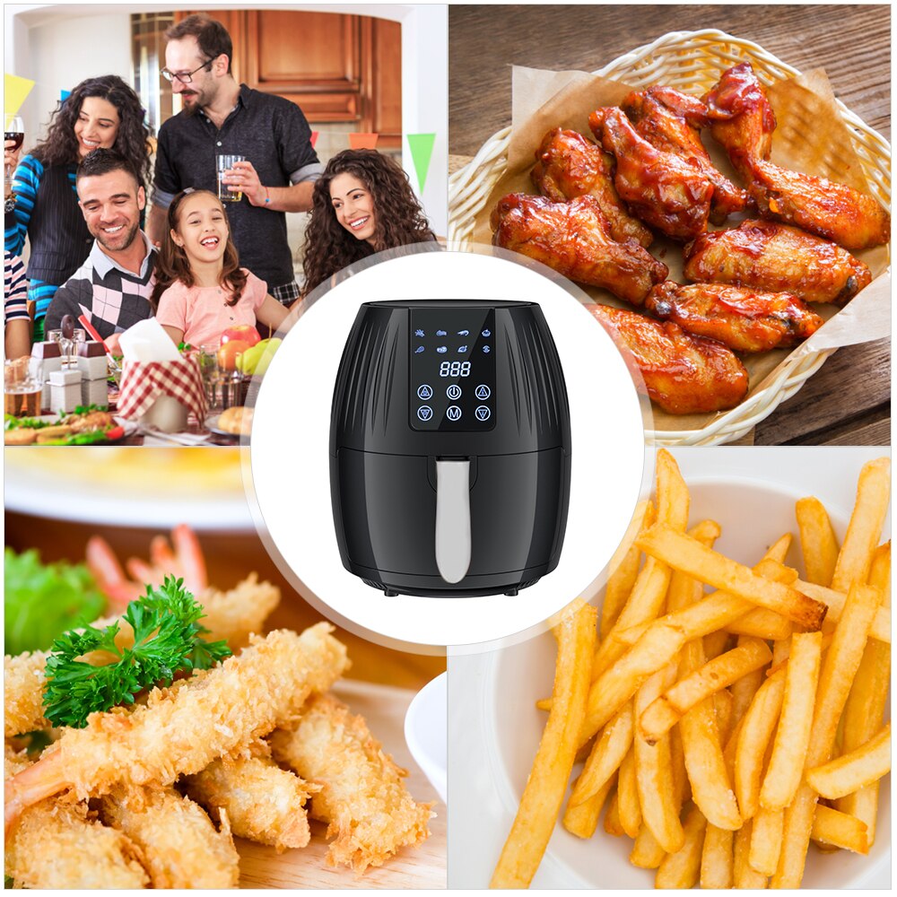 Multifunctional Air Fryer Smart Household 5.5L Large Capacity 1300W Big Firepower Timing Touch Screen LCD Electric Airfryer