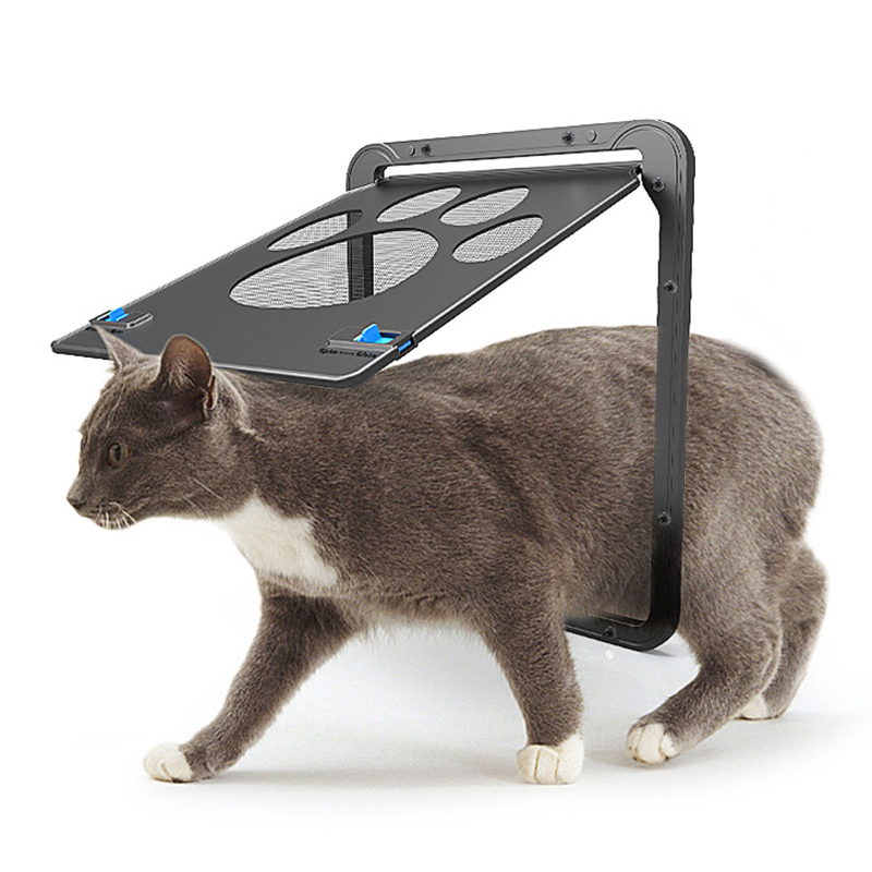 Automatic Lockable Black Pet Sliding Door Freely Gateway for Small To Large Dogs Cats Cat Gate Dog Door for Screen Magnetic Flap