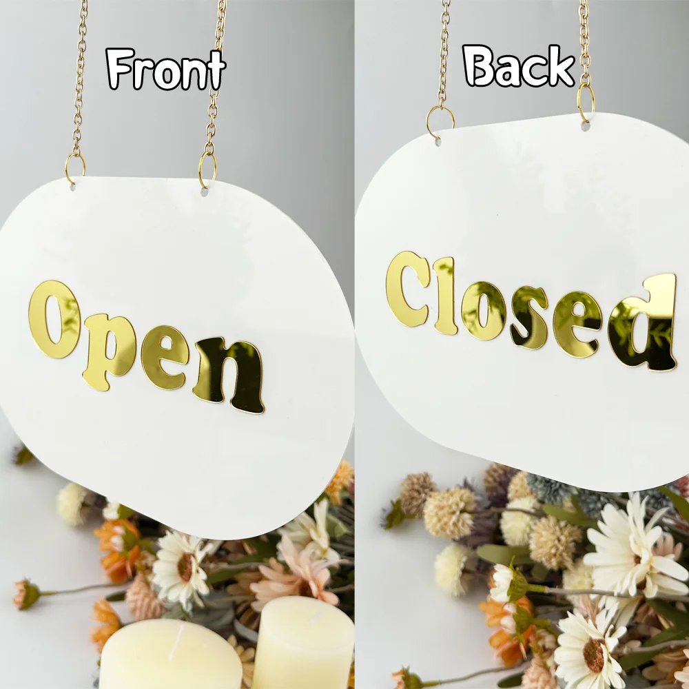 Double Sides Acrylic Art Decoration Open Closed Hanging Sign Business Store Window Wall Decor