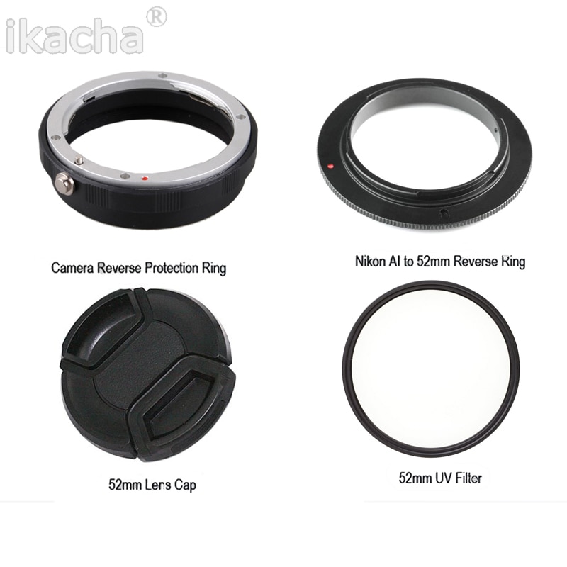 4 in1 Makro-objektiv umkehren Adapter Schutz einstellen für Nikon D80 D90 D3100 D3300 D5100 D5300 D5500 D7000 D7100 52mm UV Filter
