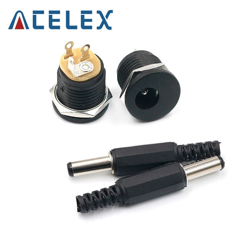10PCS DC Power Connector pin 2.1x5.5mm Female Plug Jack + Male Plug Jack Socket Adapter PCB Mount DIY Adapter Connector 2.1X5.5: Male5 Female5 type3