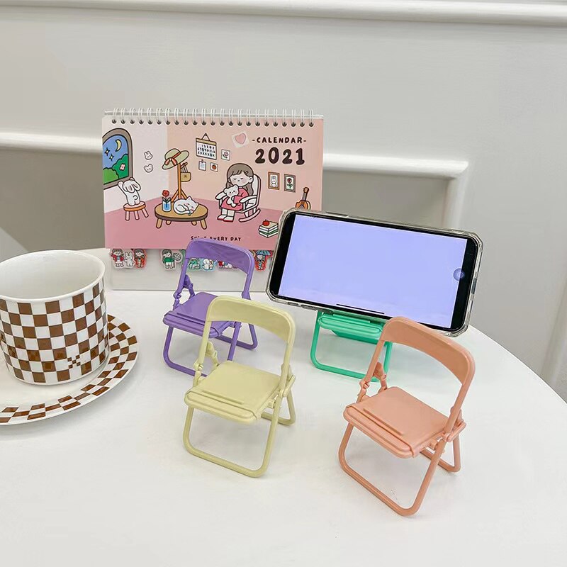 1 stk mobil tablet holder mini foldestol stativ bord mobiltelefon holder til iphone xiaomi huawei telefon bærbart beslag