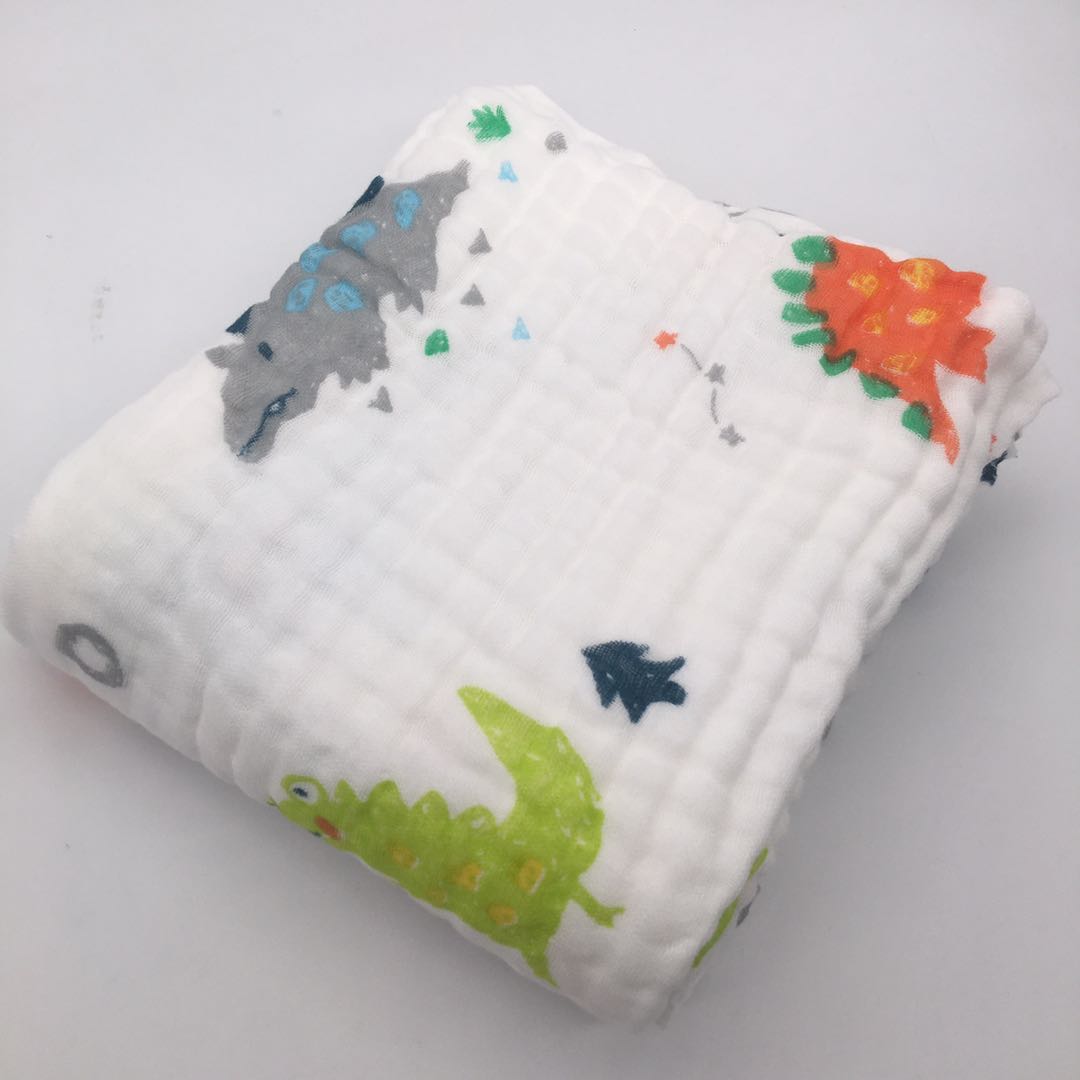 Babyfiltar nyfödd muslin swaddle 6 lager babyhandduk gasväv mjuk filt fast sängkläder set bomull sommartäcke: Lejon