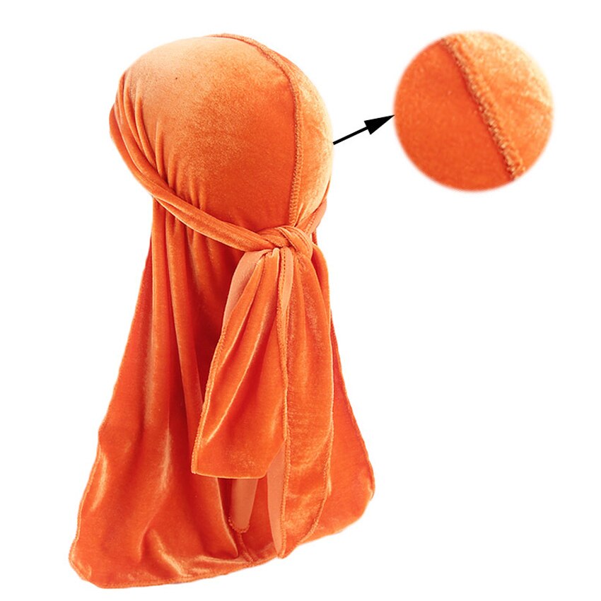 Sombrero de pañuelo de terciopelo para hombre y mujer, turbante transpirable, gorros para quimio, sombrero de pirata, accesorios para el cabello, Unisex,: Orange