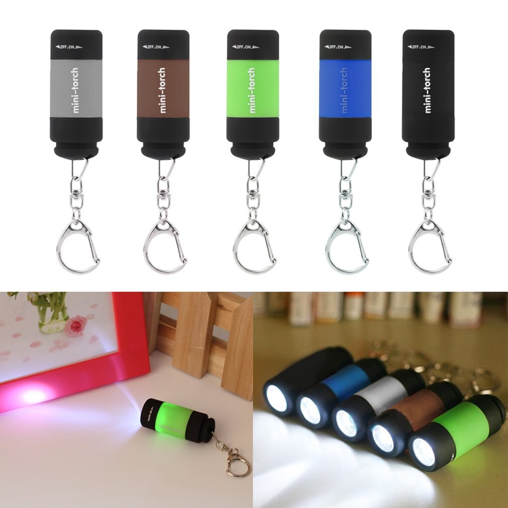 Suosittu mini avaimenperä taskulamppu usb ladattava led-valo taskulamppu lamppu 0.3w 25lm monivärinen mini taskulamppu