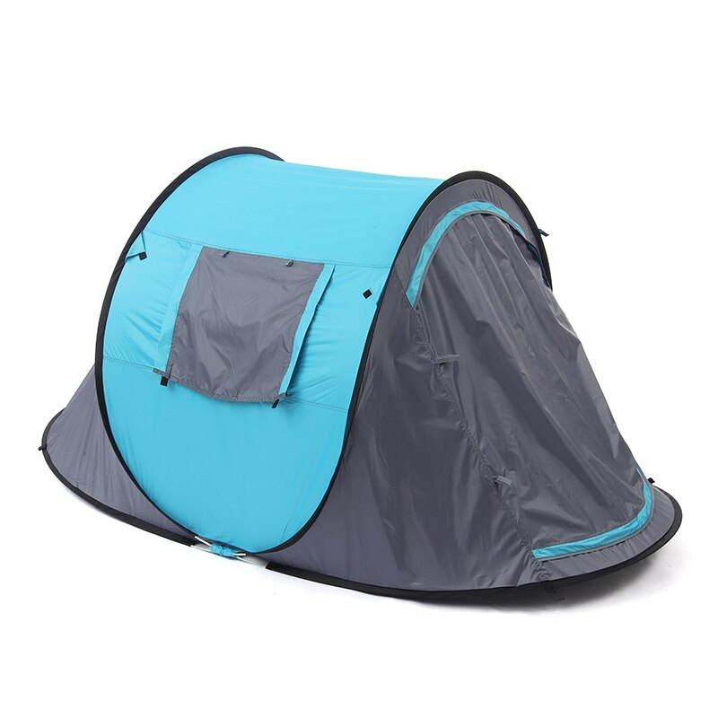 2-3 Mensen Gooien Tent Outdoor Automatische Tenten Dubbele Laag Waterdicht Camping Wandelen Tent 4 Seizoen Outdoor Grote Familie tenten: Blue gray