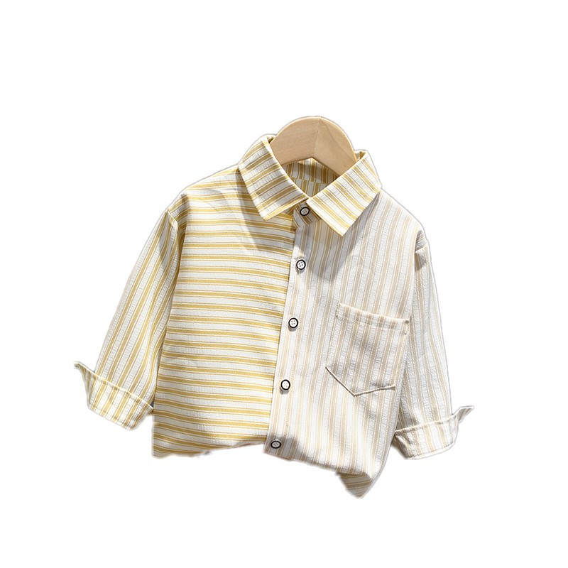 New Boys&#39; Shirt Spring and Autumn Children&#39;s Cotton Long Sleeved Shirt Comfortable Children&#39;s Clothes
