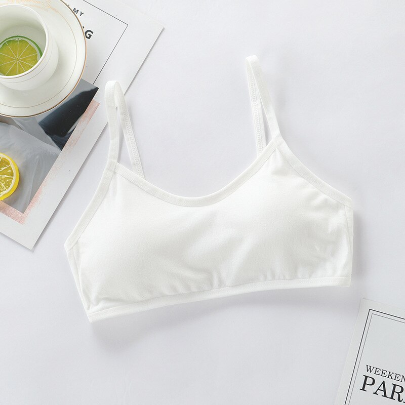 3Pcs Tienermeisjes Ondergoed Zachte Gewatteerde Katoenen Beha Jonge Meisjes Voor Yoga Sportbeha 8-18Y Training Beha: WHITE
