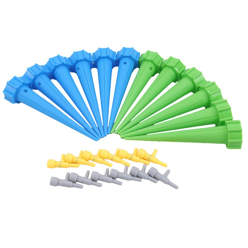 12PCS Automatic Adjustable Flow Watering Device Switch Control Valve Drip Irrigation Automatic Watering Spikes Irrigation: Color mixing