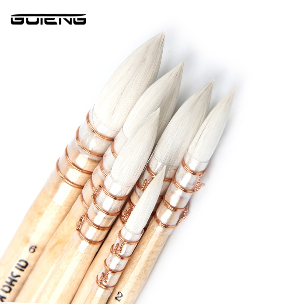 Wooden Writing Brush For Watercolor Ink Painting Chinese Calligraphy Practice Weasek Wolf Hair Brush Regular Script Supply