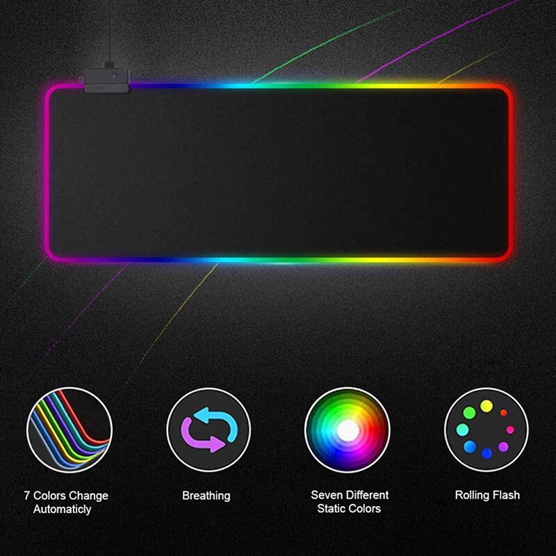 RGB Gaming Mouse Pad Large Mouse Pad Gamer LED Computer Mouse Keyboard Mat with Backlight