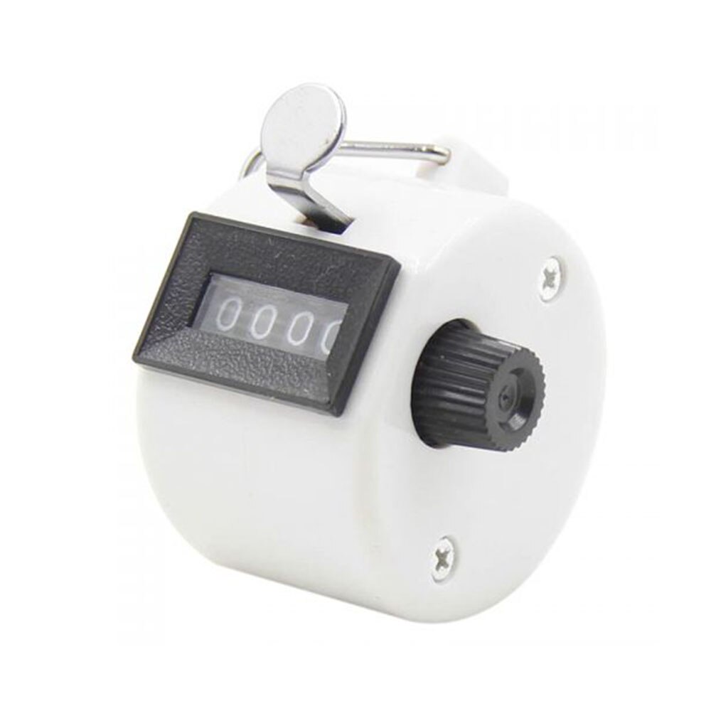 4 Digit Counters Hand Finger Display Manual Counting Tally Clicker Timer Soccer Golf Counter Plastic Shell: white