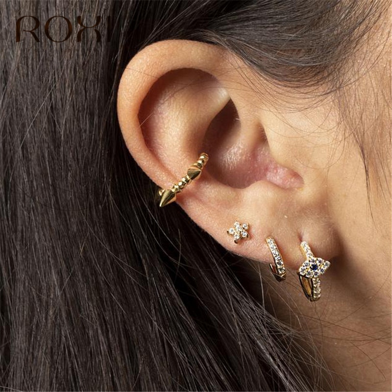 ROXI Minimalist Jewelry Women Punk Spike Bead Ear Cuff Clip Earrings Without Piercing Korean Earcuff Non Pierced Bijoux Femme