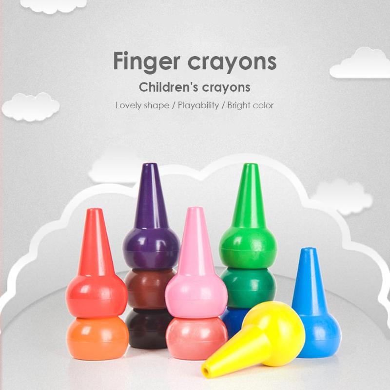 12pcs Non-toxic Children Safety Crayons Finger Crayon for Toddlers Baby 3D Finger Crayons Art Supplies Educational toy