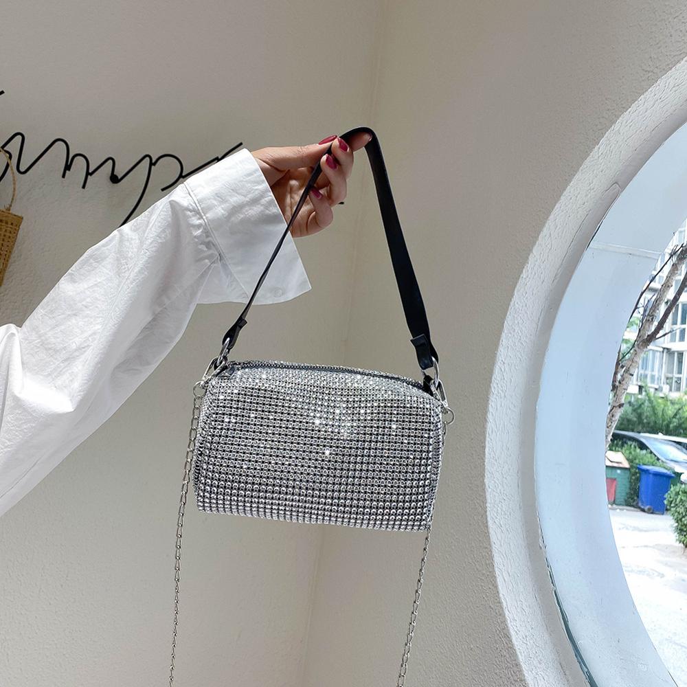 Strass Crossbody Tassen Voor Vrouwen Glanzende Diamanten Keten Handtas Vrouwelijke Kleine Schoudertas Dame Toevallige Messenger Bag Bakken