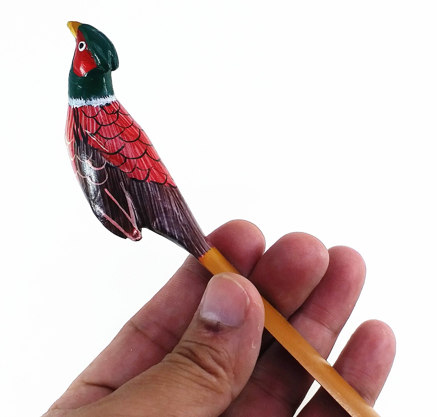 Ouvreur d&#39;enveloppe oiseau 3D, sculpture sur bois, peinture à la main, réminiscence, coupe-papier, signet, Articles de décoration, Collection artisanale