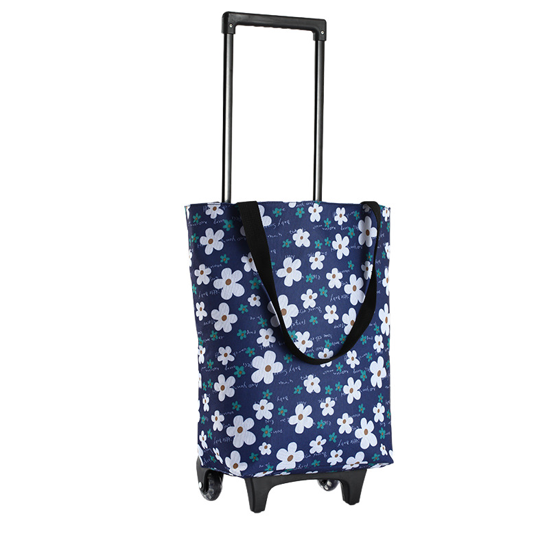 Med hjul tralle handlepose supermarked dagligvarevogn liten tralle handlevogn bærbar tralle med stor kapasitet håndtralle: Mørk khaki