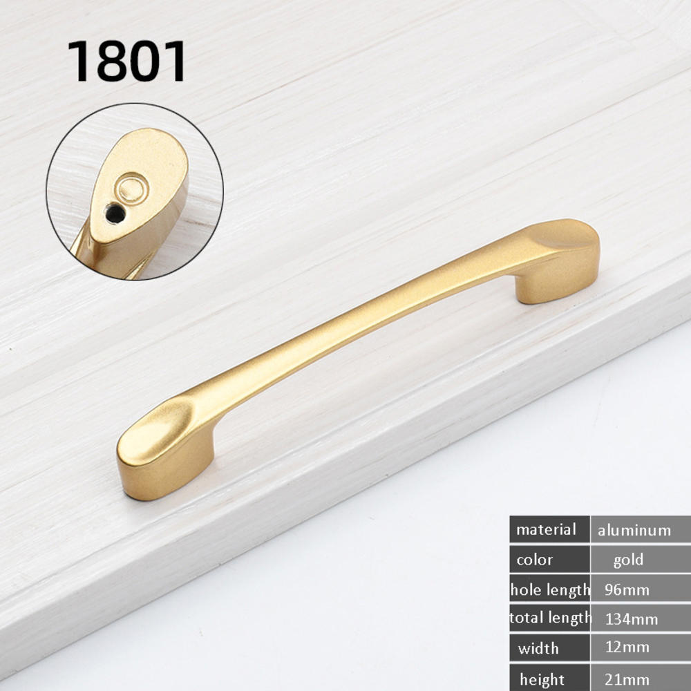 Simple Style Matte Gold Cabinet Handles Solid Aluminum Alloy Kitchen Cupboard Pulls Drawer Knobs Furniture Handle Hardware: 1801