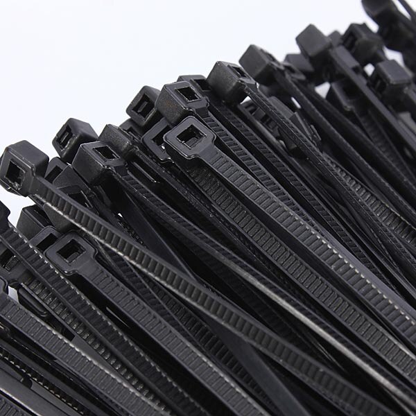 100pcs 3x200mm Black Self Locking Cable Tie Nylon Fasten Zip Wire Wrap Strap