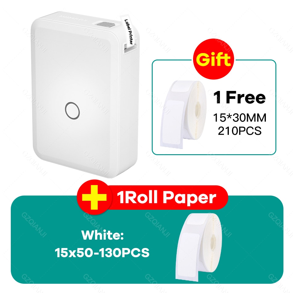 Niimbot D110 Paper Sticker Wireless Label Printer Pocket Handheld Printer Thermal Price Label Sticker Marker Home Office USE: Add 1 White Label