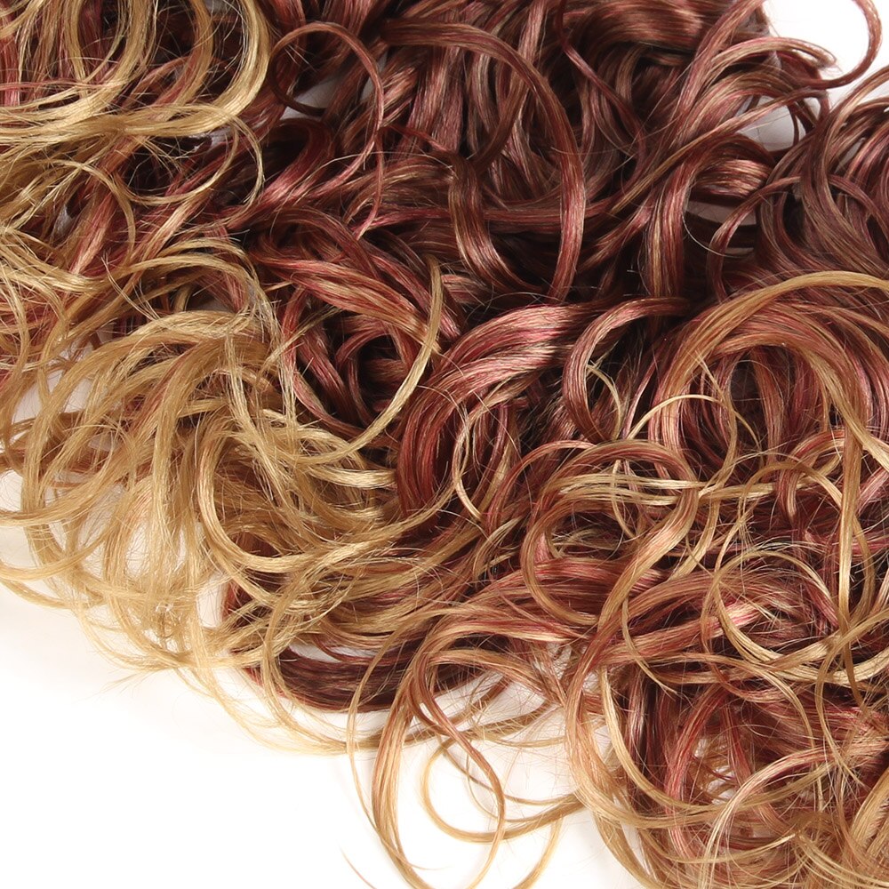 SOKU-Extensión de cabello rizado sintético para mujer, mechones de cabello de 16 pulgadas, tejido de Color ombré Borgoña marrón, 4 mechones