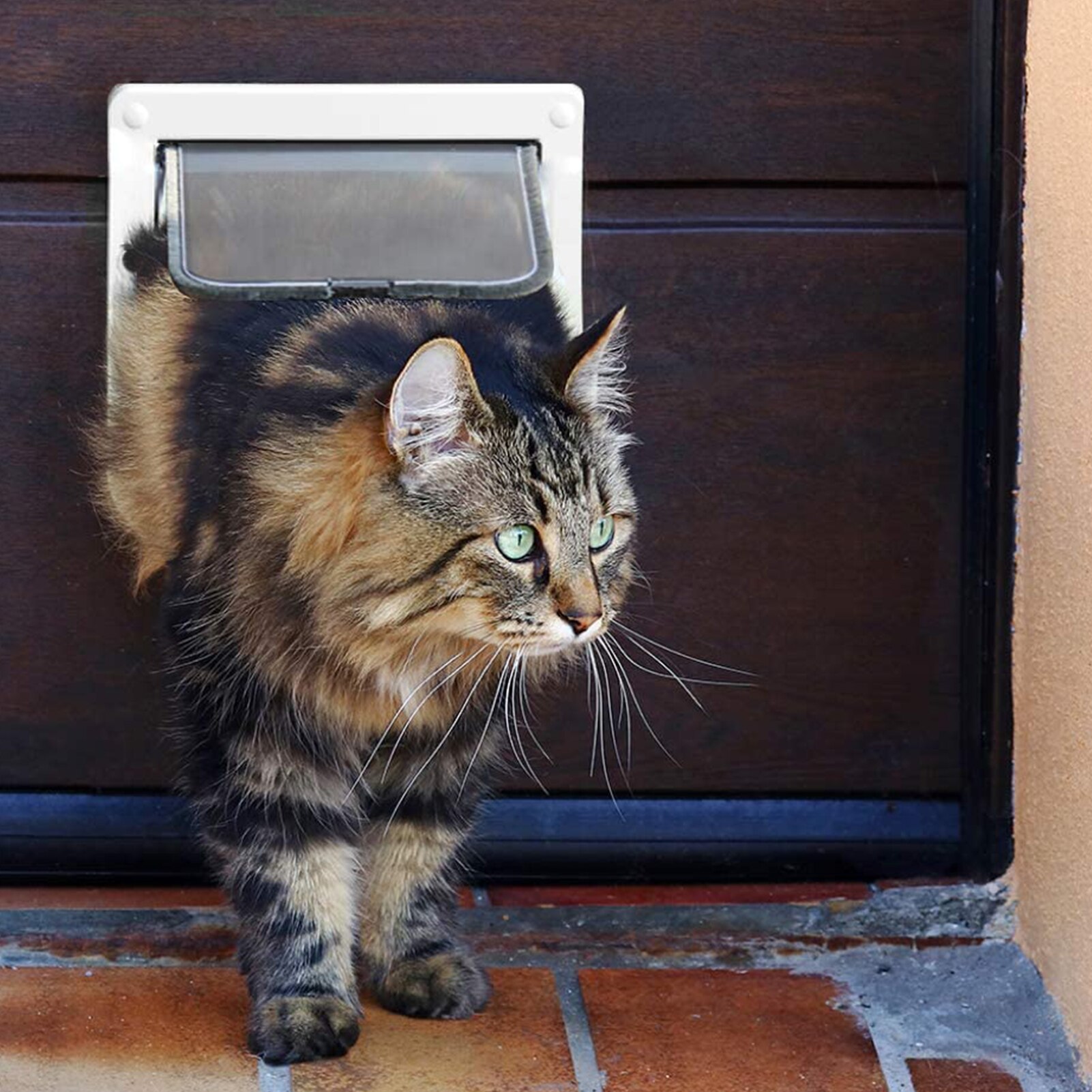 Smart Pet Door 4 Way Locking Security Lock Plastic Dog Cat Flap Door Controllable Switch Direction Doors Small Pet Supplies