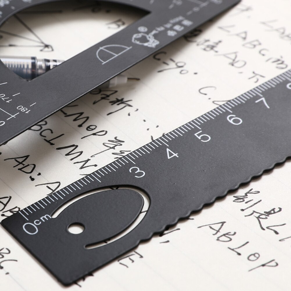 Geometry Triangle Ruler Straightedge Protractor Portable Metal Drawing Measurement Sets Measure Accurately Tools