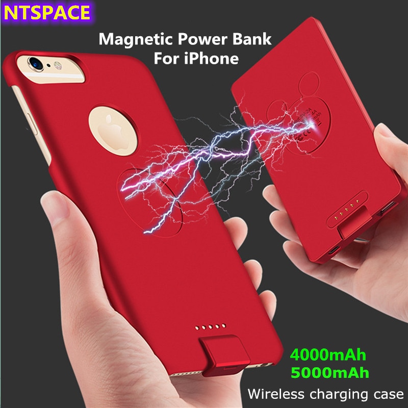 For iP 8/7/6 Extended Phone Battery Power Case For iPhone 8/7/6s/6 Plus Wireless Magnetic Battery Charger Case For iPhone Xs/X