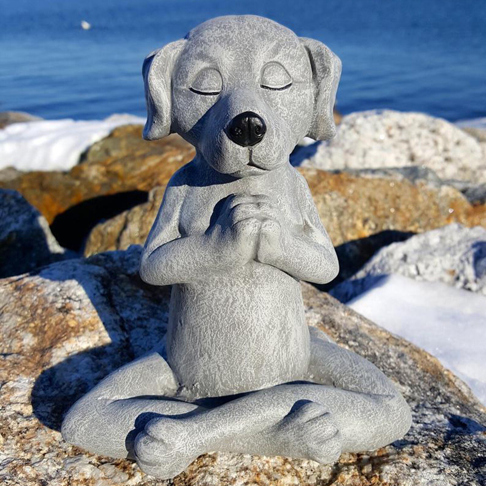 Mediteren Zen Tuin Yoga Beeldje Poly Hars Kantoor Yard Decoratie Ornament Hond Boeddha Meditatie Hond Standbeeld-Yoga