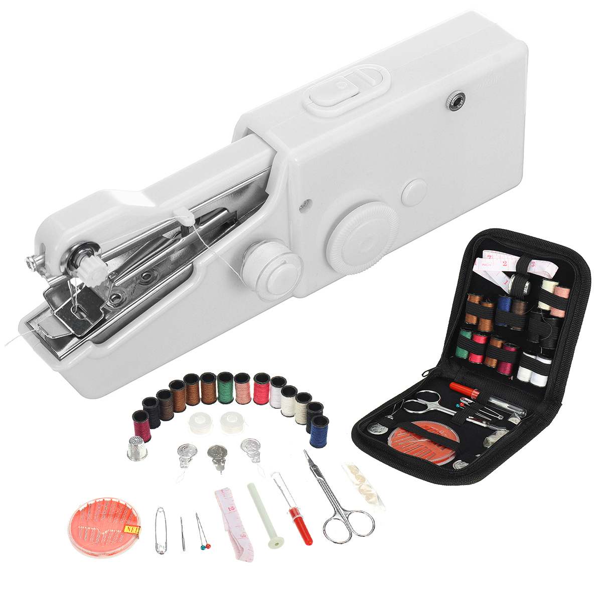 Draagbare Handheld Naaimachine Cordless Elektrische Naaimachine Set Thuis Naaien Quick Reparatie Diy Kleding Naaimachine: white