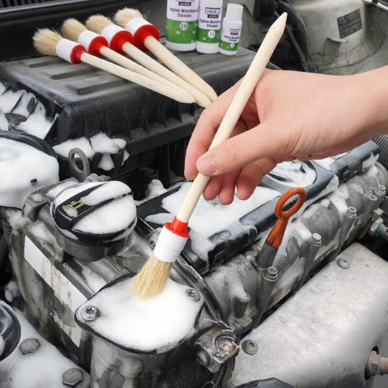 Cepillo de limpieza para motor de salida de aire acondicionado, cabezal redondo lavable, cepillo suave de madera, herramienta automática